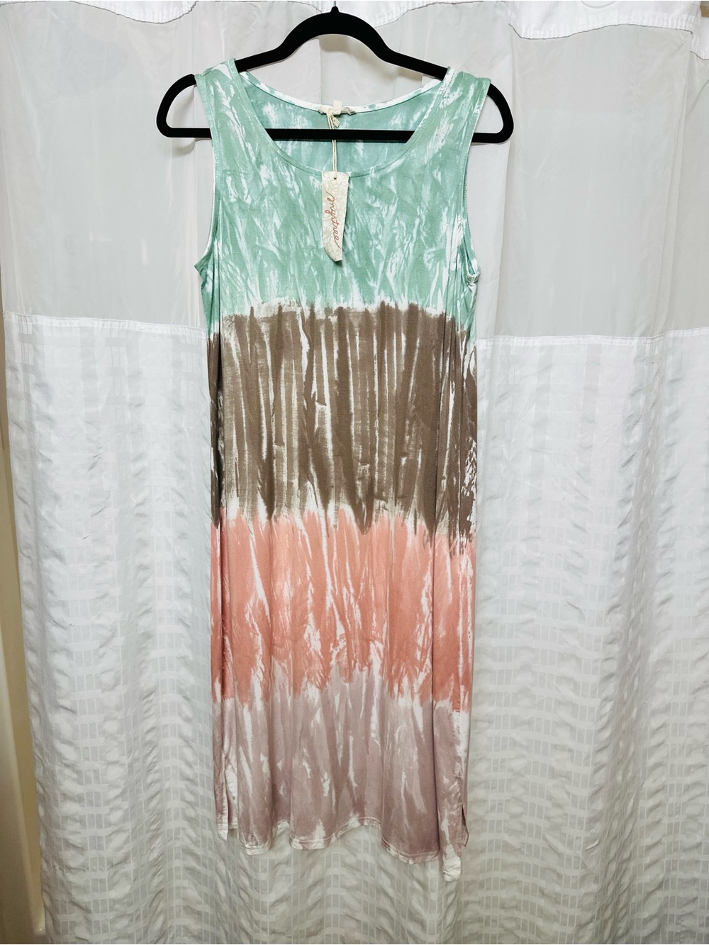 NWT Mystree Boutique Mint, Taupe & Blush Tie-Dye Midi Dress M